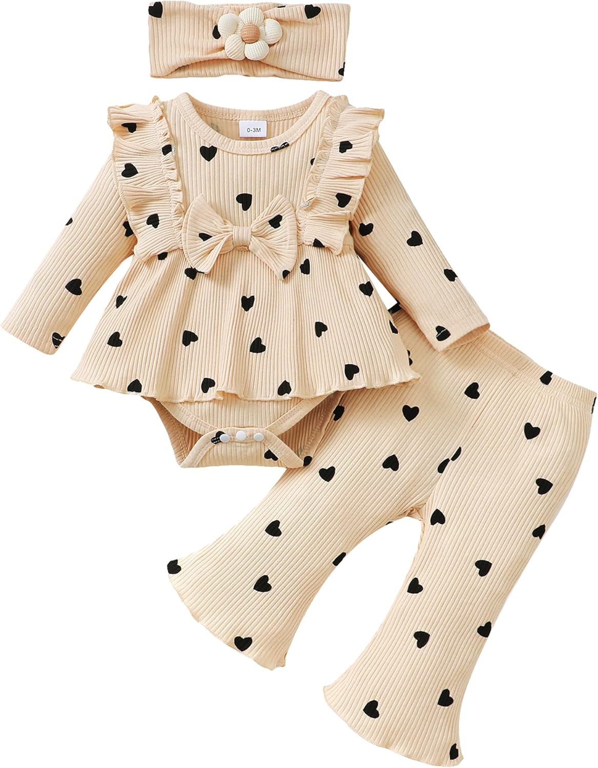 Newborn Baby Girl Clothes Fall Winter Infant Girl Outfits Preemie Girls Bell Bottoms Pants Set Cute Headband