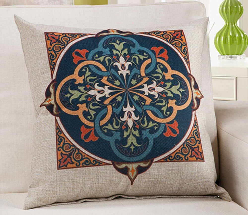 Cotton Linen European Retro Bohemian Flower Moroccan Boho Style Pillow Covers Cushion Cover Decorative Sofa Bedroom and Living Room