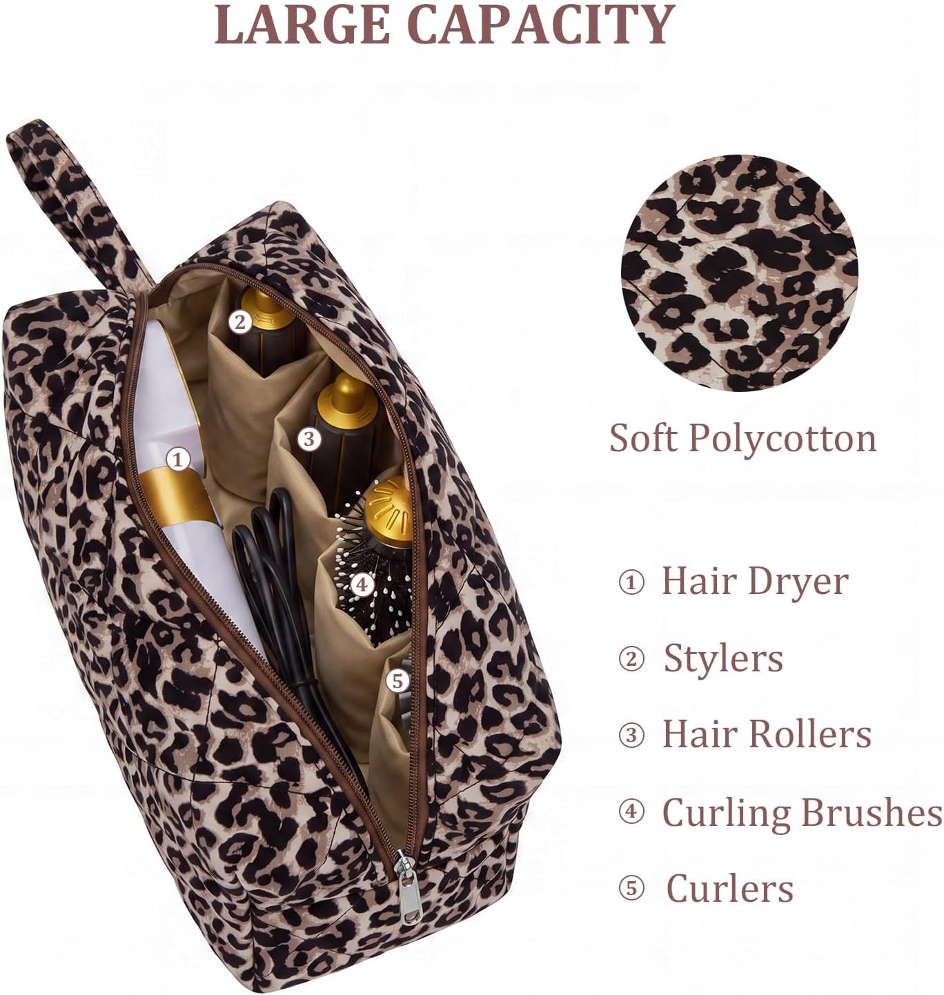 Travel Hair Tool Bag Compatible with Dyson Airwrap and Shark Flex Style Carrying Case, Floral Portable Hair Dryer Bag Organizer (Leopard C) image 2