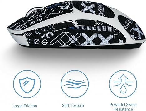 Grip Tape for Logitech G Pro X Superlight 2, 2 Sets Ultra Thin | Anti-Slip Textured, Sweat Resistant, No Residue Adhesive, Graffiti Art Design, for Gaming Mouse