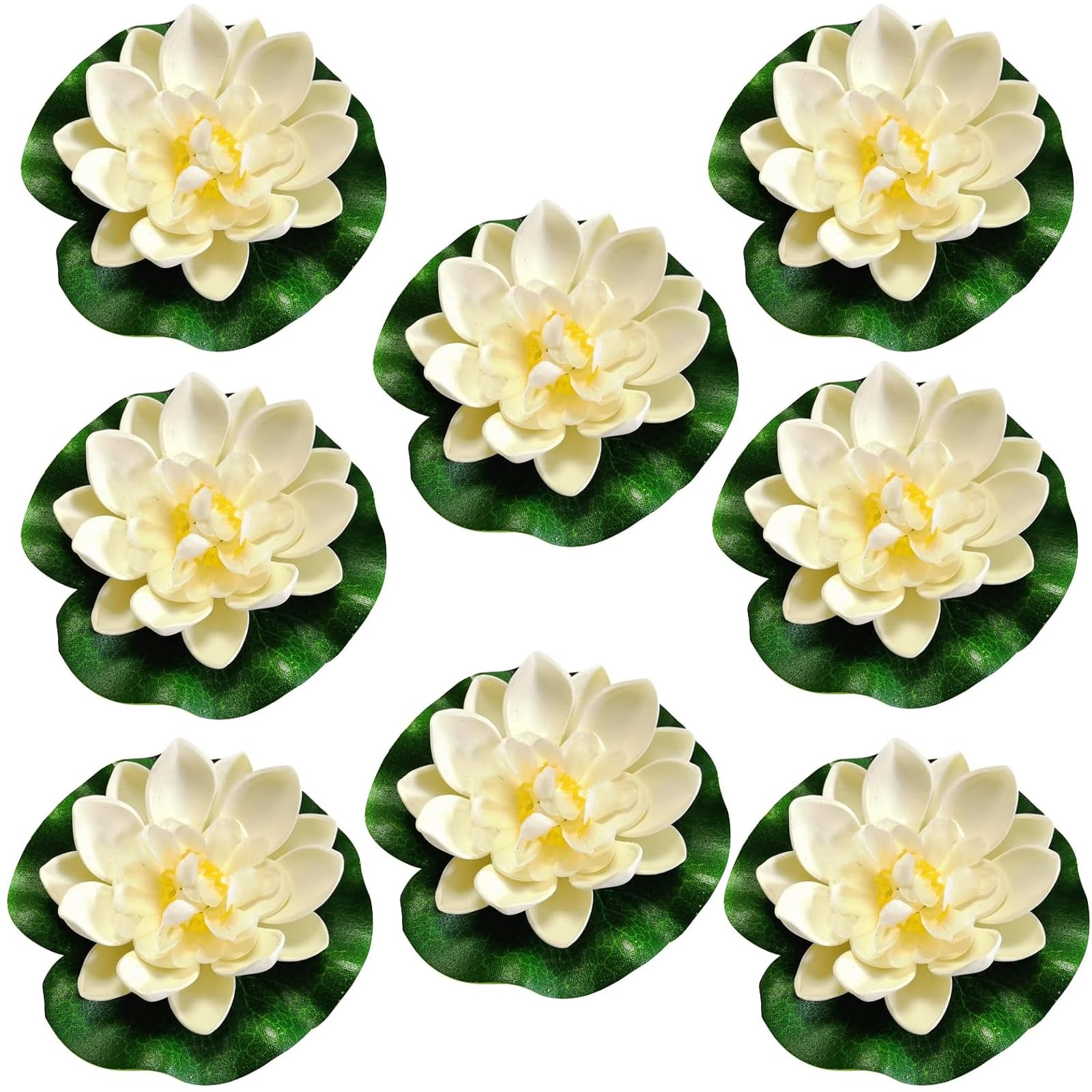 Ninfee artificiali, 8 pezzi, loto artificiale, decorazione galleggiante per laghetti, piante artificiali, ninfee, piante da stagno, decorazione galleggiante per acquario, terrazza, giardino, stagno