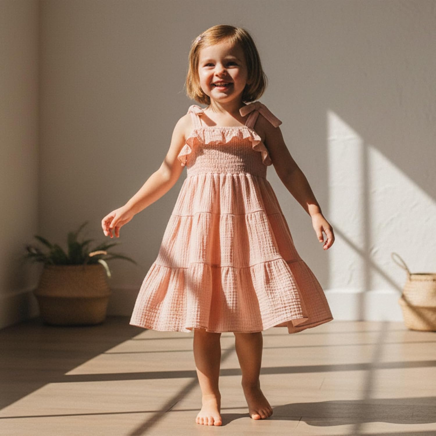 Toddler Girl Dress Baby Girls Summer Clothes Linen Sleeveless Smocked Dresses Boho Dresses Casual Infant Sundress - Image 3