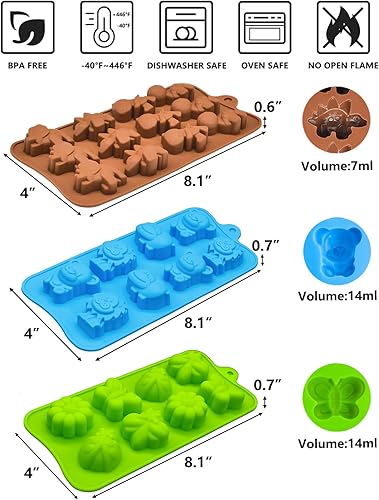 Miniatura 2 de Moldes de silicona para dulces de chocolate, moldes para tartas, molde antiadherente de grado alimenticio para hornear y crayón sin BPA, juego de 6