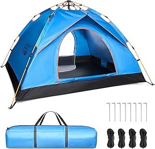 Zelt 2-3 Personen - Wurfzelt Wasserdicht - Automatik Pop Up Zelt - 200x200x135cm Trekkingzelt - Schnellaufbau Camping Igluzelt - Leicht Campingzelt - Trekking & Festival Kuppelzelt