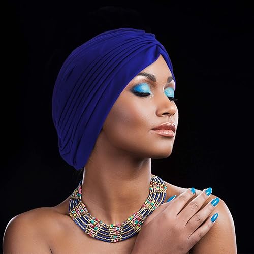 Miniatura 7 de Geyoga 10 piezas de gorra turbante elástica, envoltorio para la cabeza para quimioterapia, gorros para el cáncer, gorro bennie retorcido, turbante