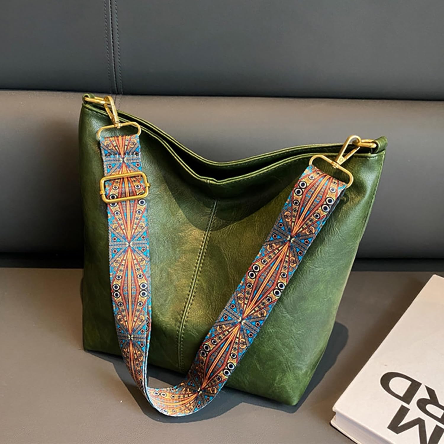 Hobo Bags for Women Crossbody Bag Guitar Strap Purse Vegan Leather Shoulder Handbags Boho Purses Tote Bucket Bag - Image 3