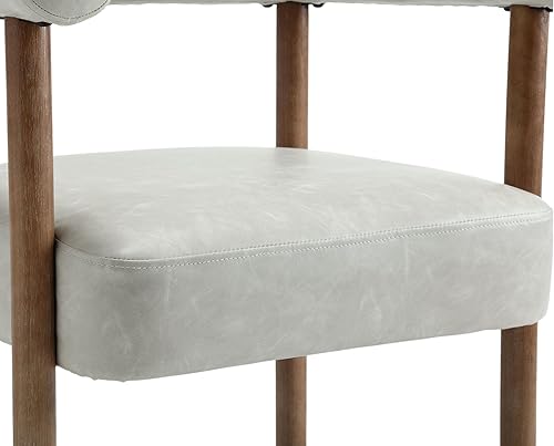 Miniatura 8 de VESCASA Upholstered Dining Chairs with Natural Brush Wood Legs, Faux Leather Mid-Century Modern PU Dining Chairs with Curve Padded Open Back for