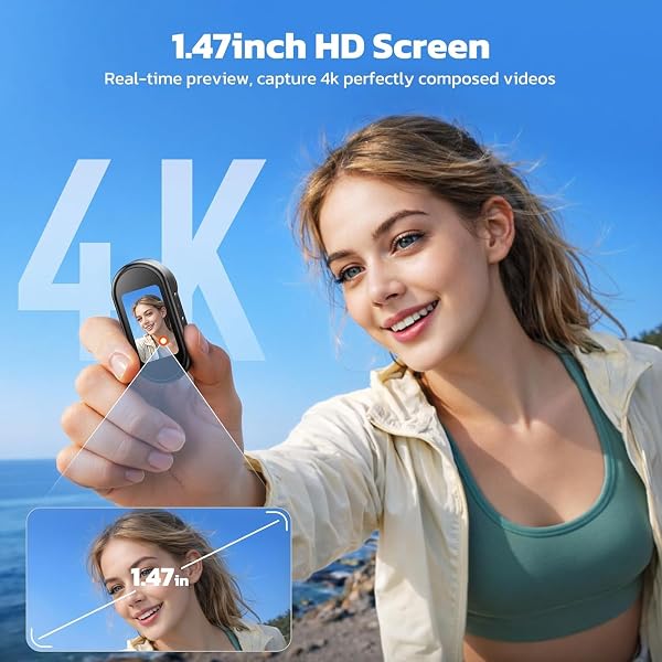 4K POV Camera Thumb Size Body Camera, WiFi Mini Action Camera with 64GB Card, Magnetic Mount Wearable Vlogging Cameras for TikTok YouTube Travel - 2