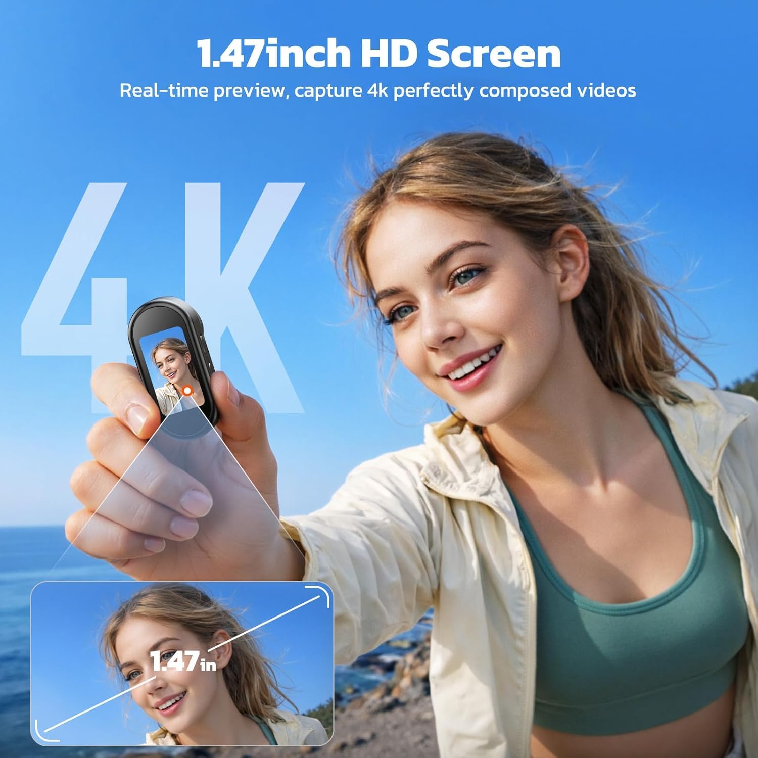 4K POV Camera Thumb Size Body Camera, WiFi Mini Action Camera with 64GB Card, Magnetic Mount Wearable Vlogging Cameras for TikTok YouTube Travel — view 2