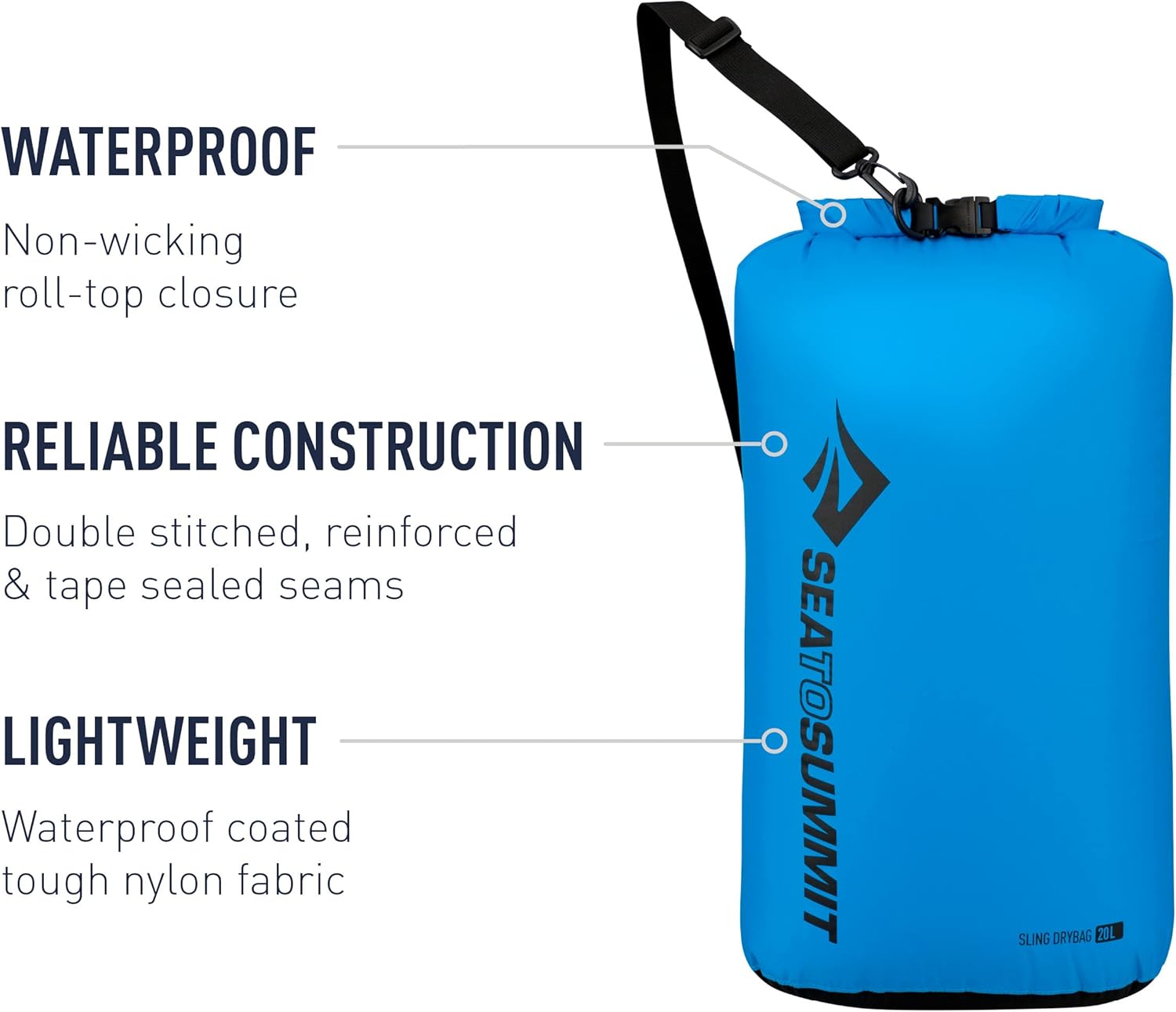 Sea to Summit Sling Lightweight Dry Bag with Shoulder Strap, 10 Liter, Blue