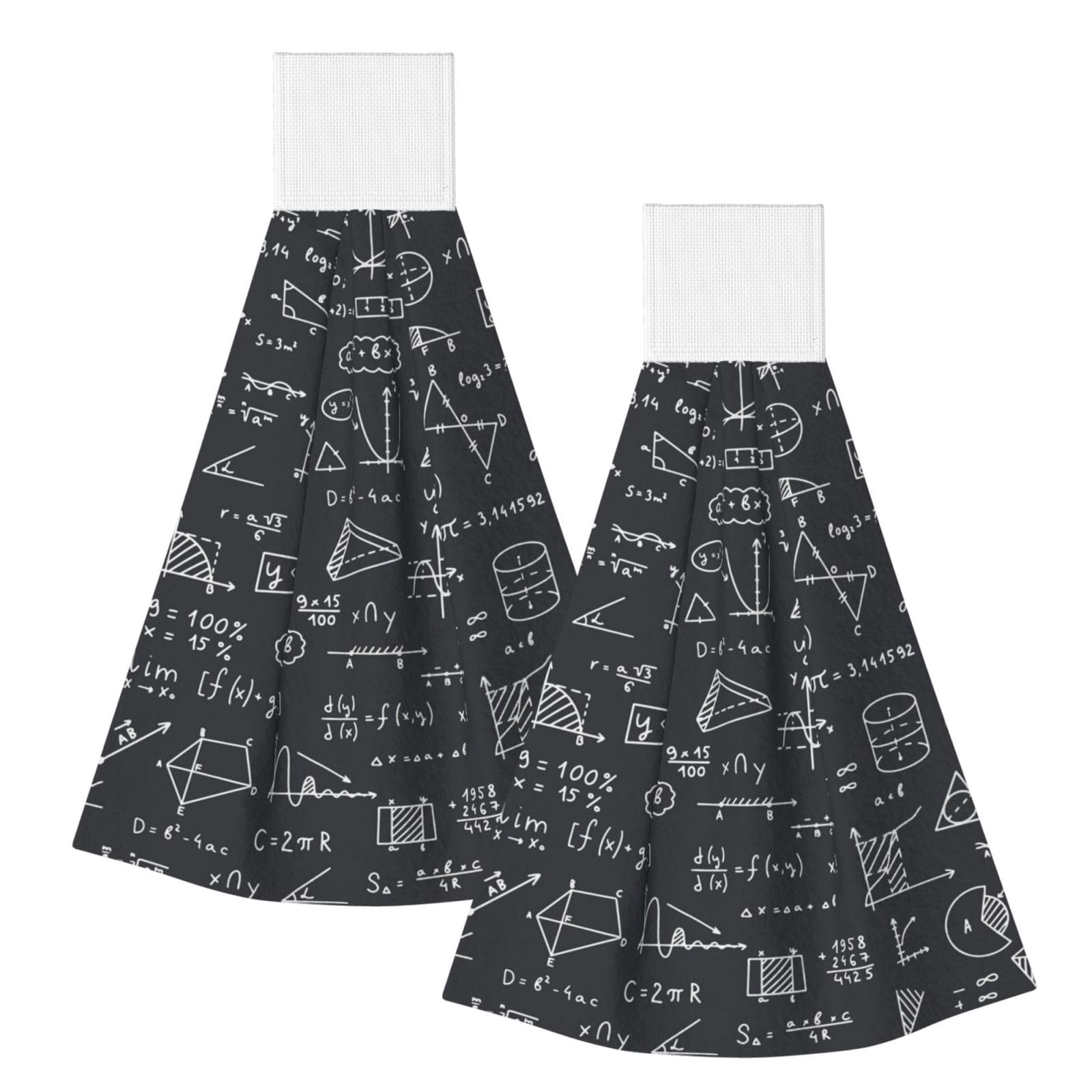 DOPKLNA Math Teacher Gifts, 2 Pcs Hanging Coral Fiber Hand Towels for Bathroom, Absorbent Kitchen Towels