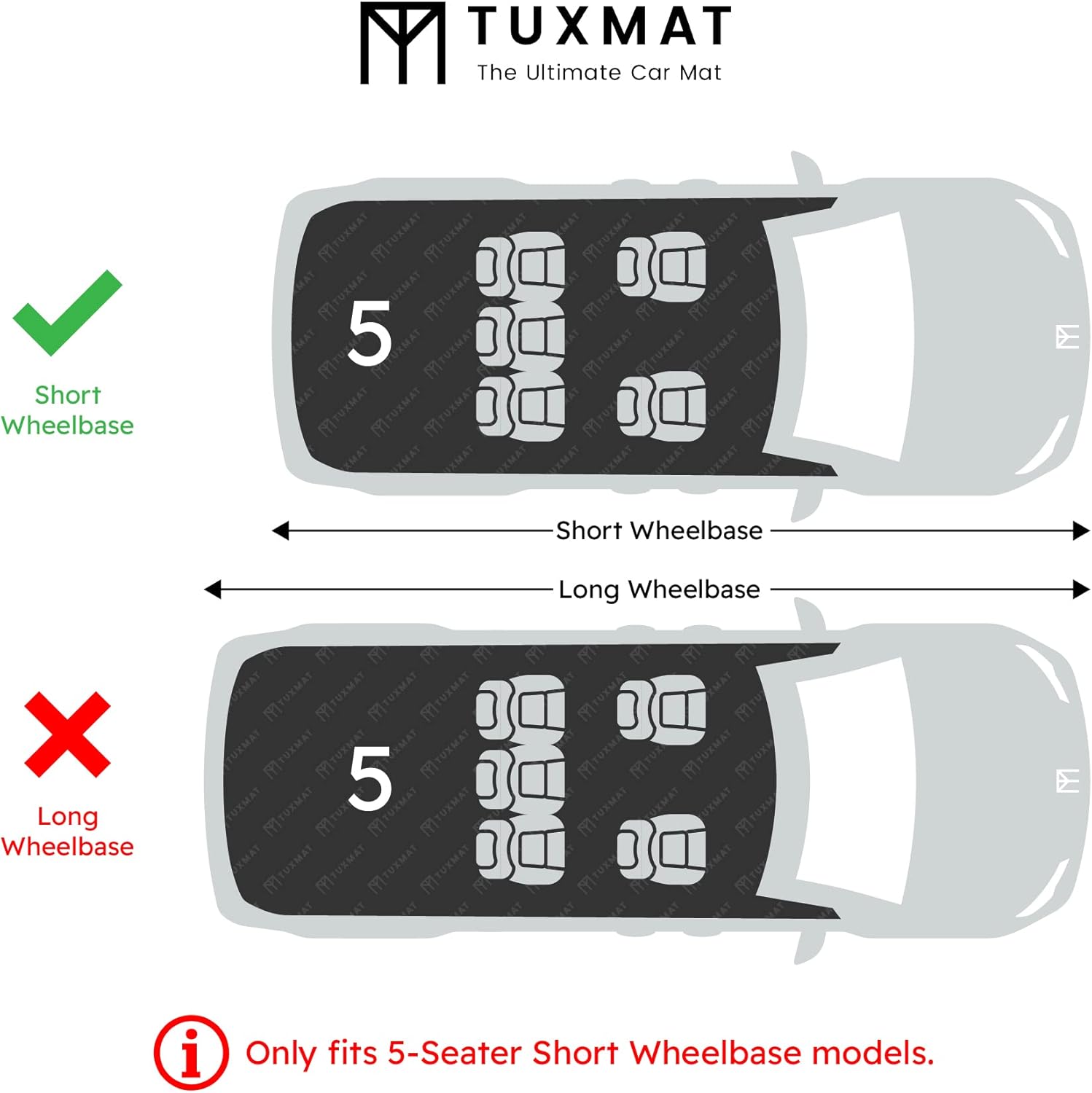 TuxMat - for Land Rover Range Rover SWB 2023-2026 Models - Custom Car Mats - Maximum Coverage, All Weather, Laser Measured - This Full Set Includes 1st and 2nd Rows