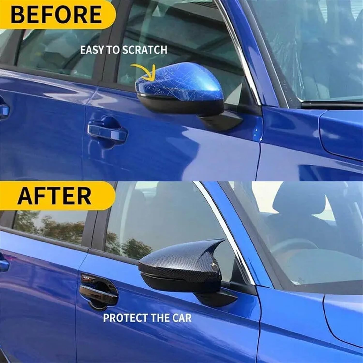 Kiyah Compatible for Civic 11th Gen 2022 2023 Rearview Side Mirror Cover Wing Cap Sticker Exterior Door Rear View Case Trim Carbon Fiber (Color : Gloss Black)