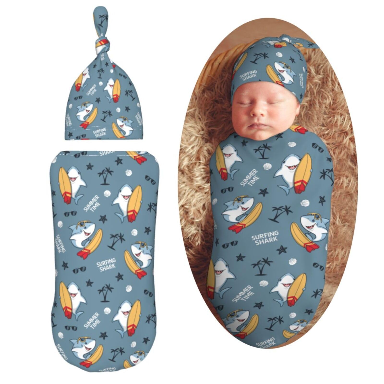 Personalized Baby Blanket & Hat Set - Custom Name, Swaddle Sack & Beanie, Multiple Colors