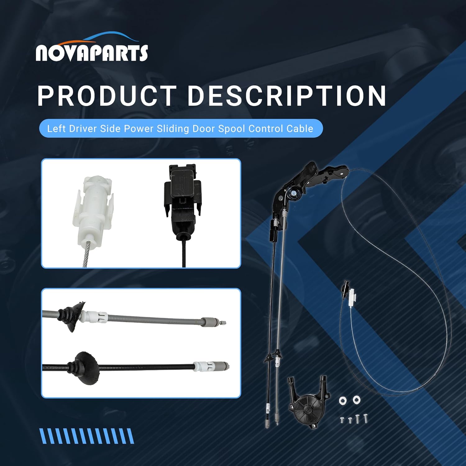 85620-08052 Left Driver Side NOVAPARTS Power Sliding Door Cable Kit Compatible with 2004-2010 Toyota Sienna, Replaces 924-578 69641-08030 Spool Control Assembly w/o Motor