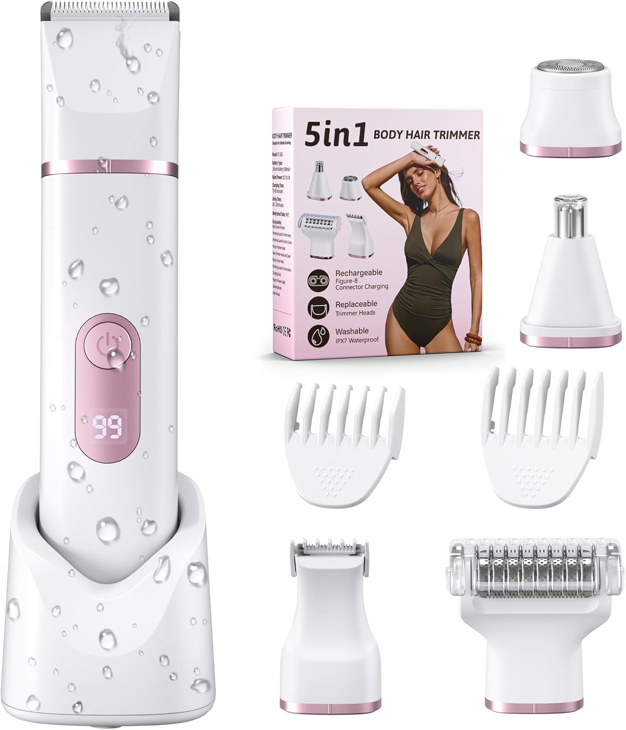 5in1 Bikini Trimmer for Women Mothers Day Gifts, Travel E