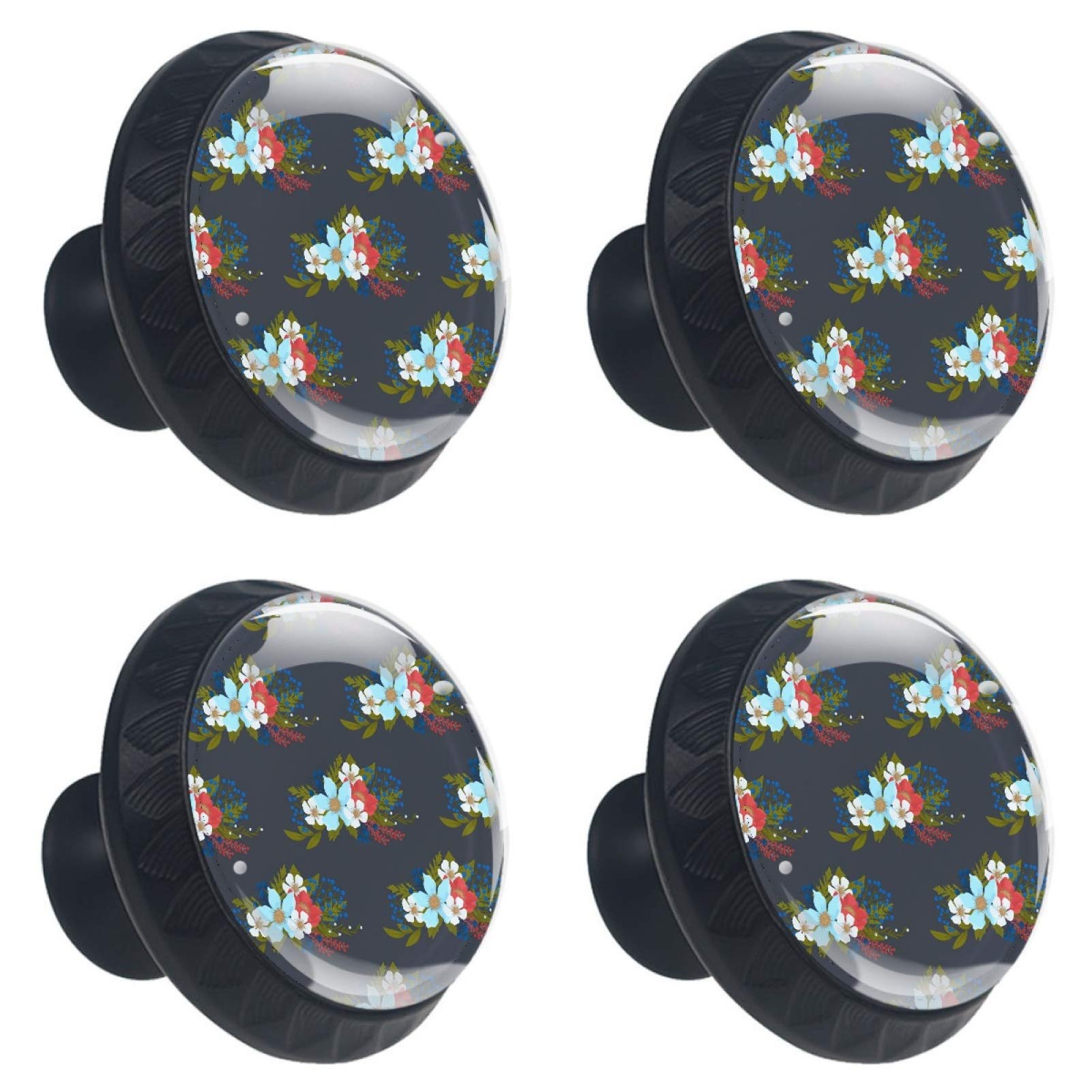 Boutons de tiroir en verre floral Lot de 4 poignées colorées pour relooker une cuisine