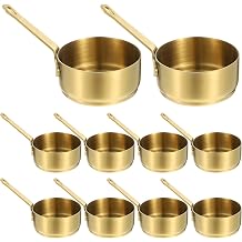 Operitacx 10pcs Mini Sauce Pan Stainless Steel - 3.4oz/100ml Sauce Pot with Handle, Gold Finish for Dipping, Condiment Bowls, Milk Warming, and Butter Melting