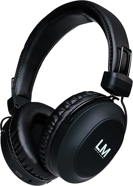 Louise & Mann 5 Bluetooth Headphones Over Ear, Wireless Headphones with Hi-Fi Stereo Deep Bass, Foldable, Soft Earmuffs, Built-in Mic and Wired mode for Phone/PC/TV (Black)