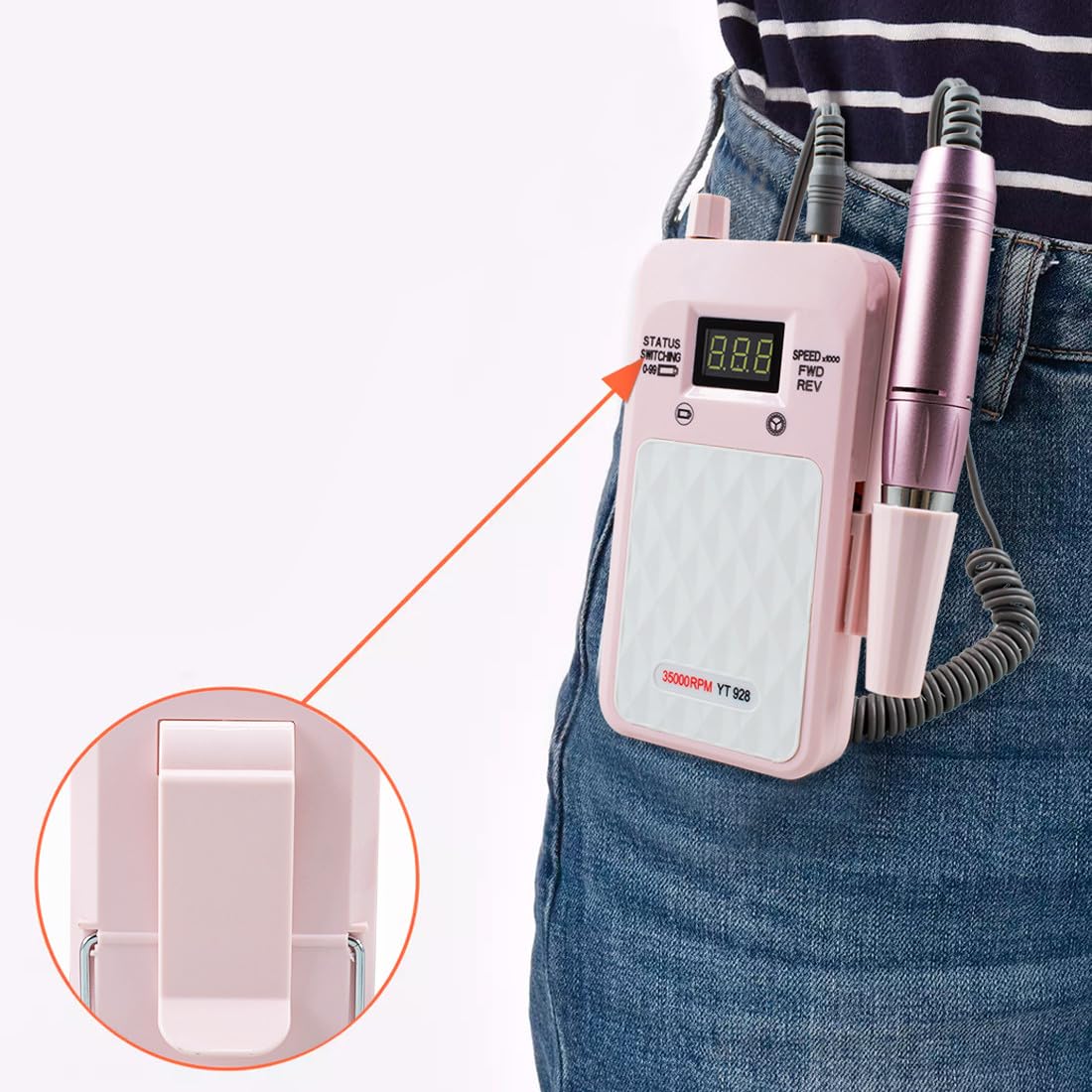 Mediawave Store - Mini Fresa per Unghie Professionale 35000 Giri, Portatile, Ricaricabile, Mini Fresa No Fili, Rimozione Gel/Smalto, Kit 6 Punte, Lima Elettrica Manicure e Pedicure, Mini Fresa Unghie