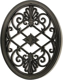 Nuvo Iron Decorative Insert for Fencing, Gates, Home, Garden - Oval, 13" X 17″, Black