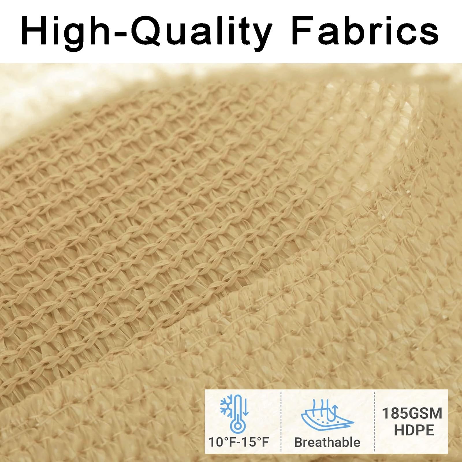 Osłona Przeciwsłoneczna 280 x 320 cm 95% Blokady Promieni UV (Z Darmową Linką) Oddychający Markiza Zadaszeniowa Na Dziedziniec Do Basenu Wśród Roślin Na Przyjęcia, Kolor kremowy