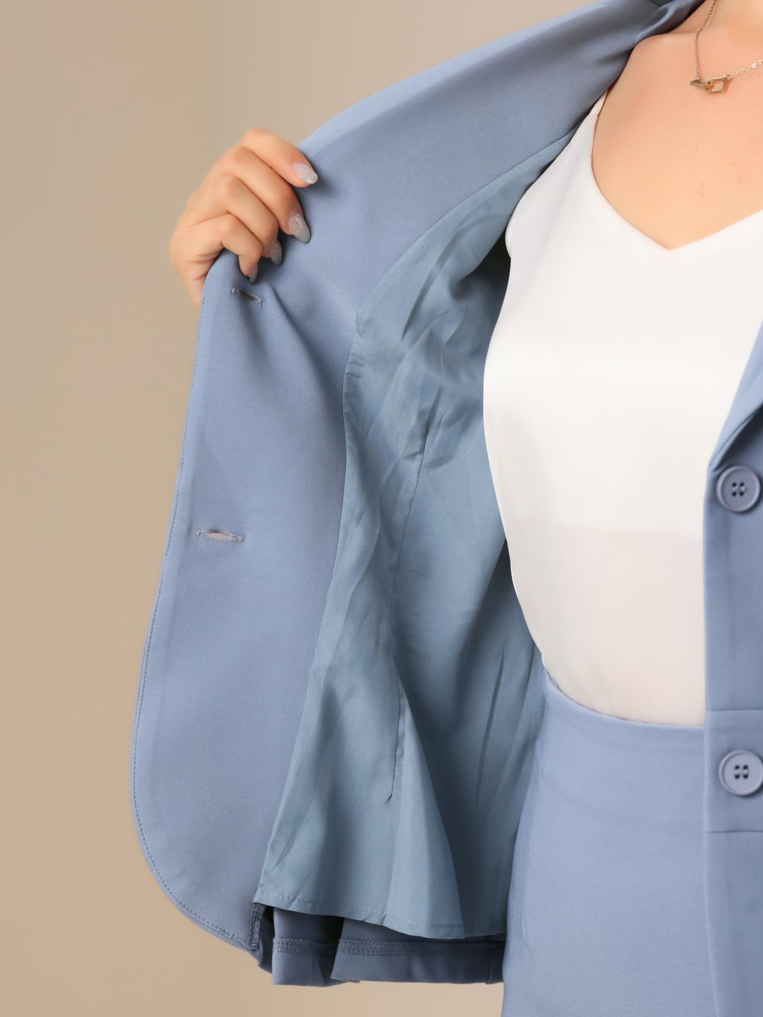 Allegra K Ensemble 2 pièces de jupe de costume pour femme, blazer et jupes crayon, tenues formelles, bureau, affaires, tenues décontractées, Gris/bleu, Taille S