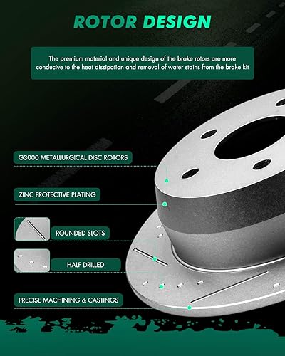 Miniatura 1200 de Kits de frenos y rotores, rotores de freno SCITOO y 8 pastillas de cerámica para 08-12 para Chrysler Town & Country, 08-12 para Dodge Grand Caravan