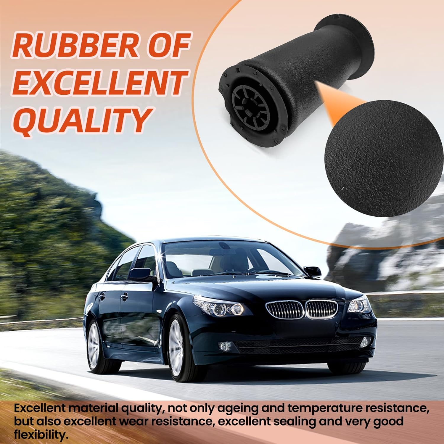 Air Suspension Spring Bag Rear Compatible with 5-Series E61 Touring Wagon, OEM Number replace 37126765602, 37126765603