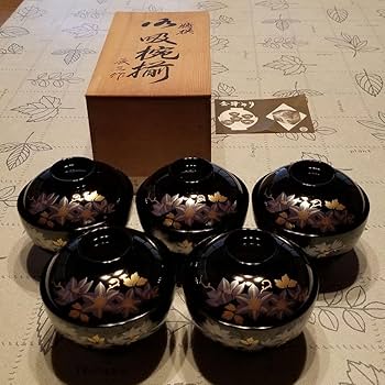 会津塗 お碗揃 5セット Amazon.co.jp: 会津塗 漆器 お吸物椀 5客セット 祥高作 木乾古代