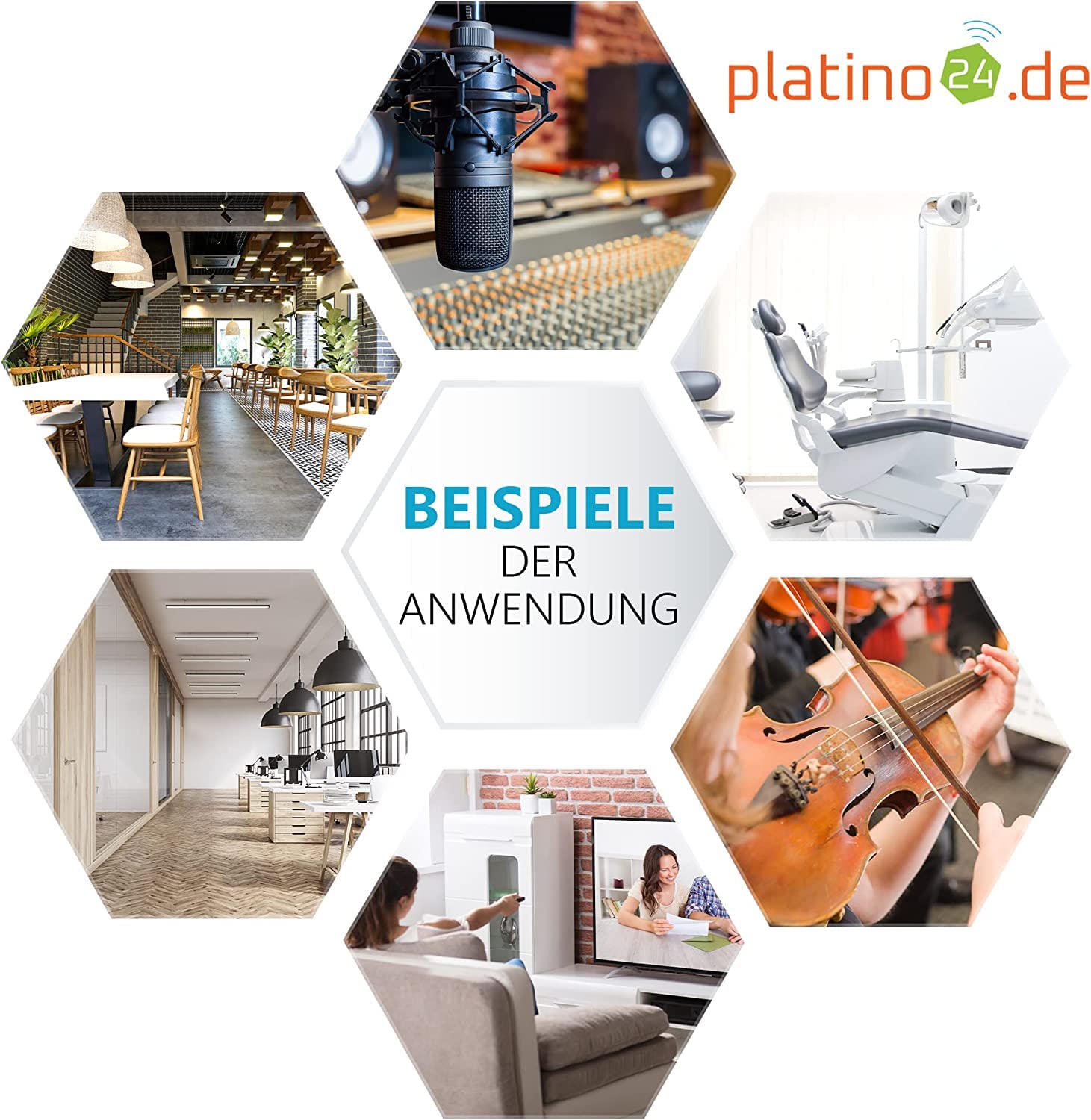 platino24 Bass-Trap Eck- und Breitbandabsorber 2-teilig – 1m – Weiß | Schalldämmung für Raumecken – aus Basotect B – 205x205x1000mm – Ideal für Büro, Studio & Besprechungsräume