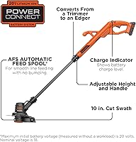 Vista 2 de BLACK+DECKER 20V MAX Weed Wacker Cordless String Trimmer Edger Lawn Tool, 10-Inch Electric Weed Eater with Automatic Feed Spool, Ergonomic, Battery