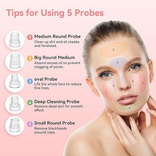 Miniatura 5 de Aspiradora de poros para eliminar puntos negros, aspiradora de puntos negros, limpiador facial de poros con 5 niveles de succión ajustables, 5