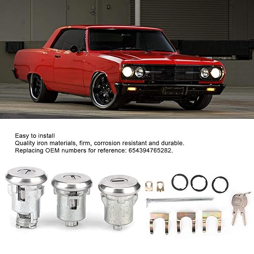 Miniatura 3 de Kit de llave de maletero de puerta, cilindro de cerradura de puerta de hierro 654394765282 Juego de cerradura de puerta de repuesto con llaves y