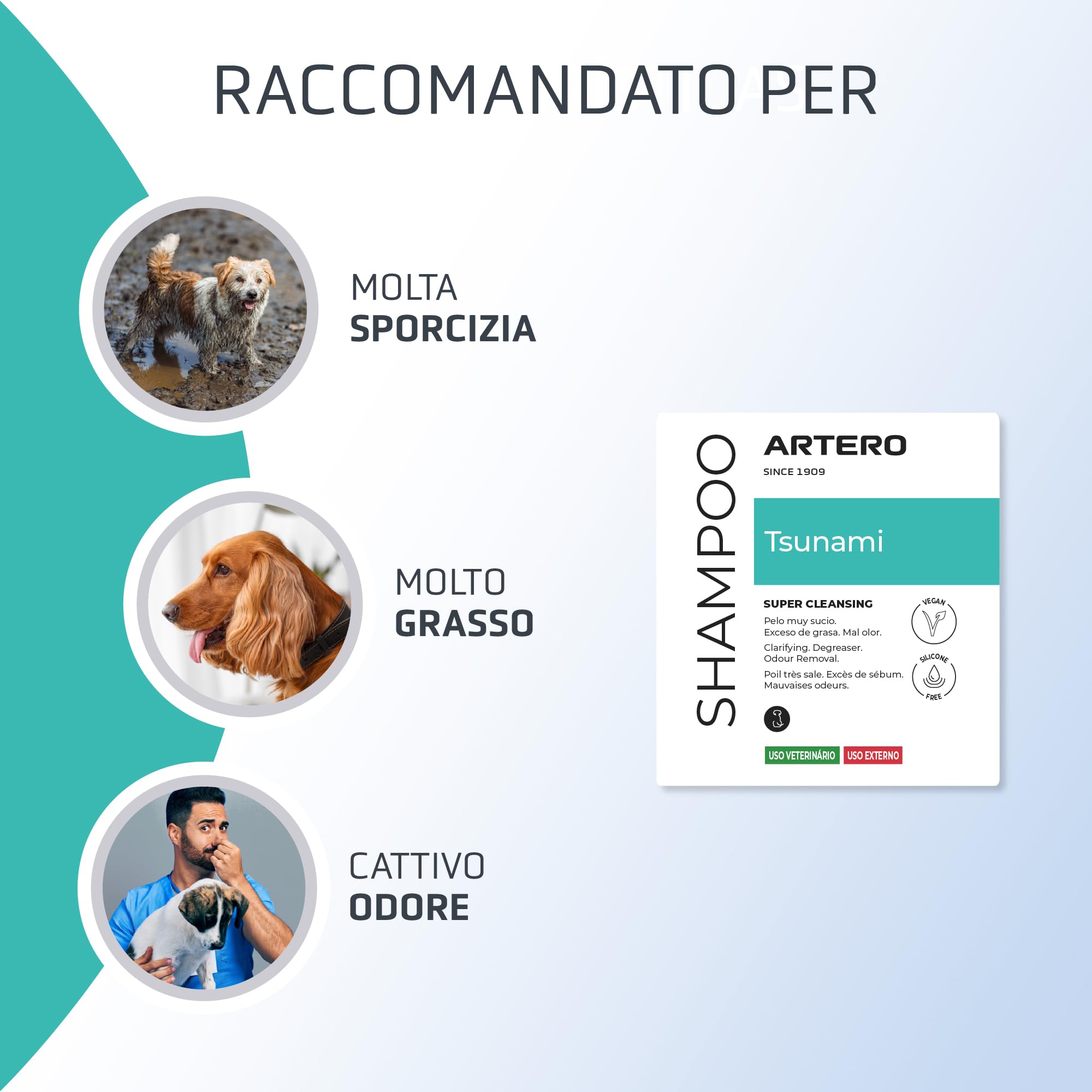 Artero Shampoo Tsunami 5L - Ideale per Ammorbidire e Idratare il Pelo