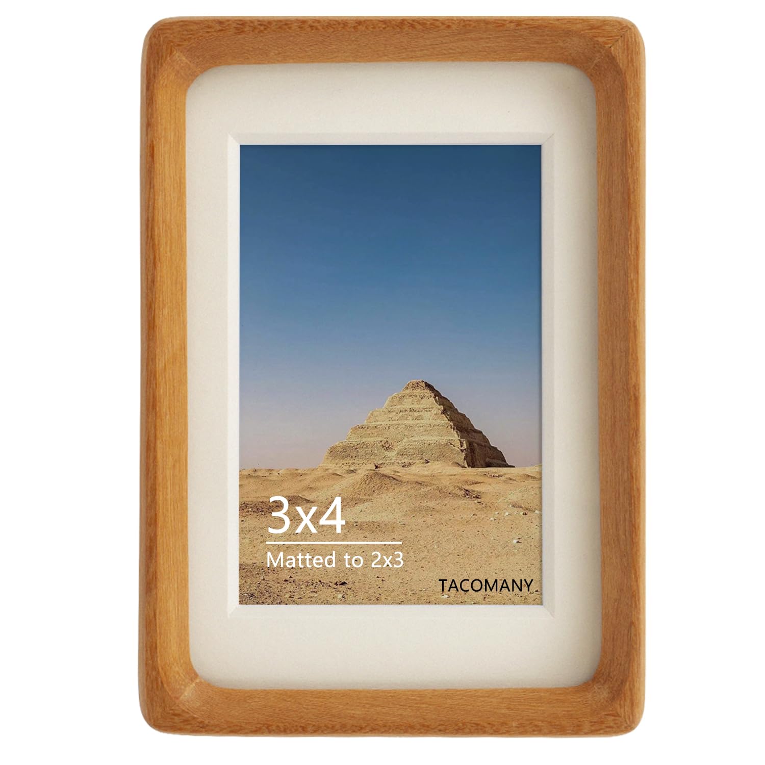 Natural Wood Photo Frames Inspired Tabletop Picture Frame with Mat, Vertical or Horizontal Display (Teak, 3x4 matted to 2x3)