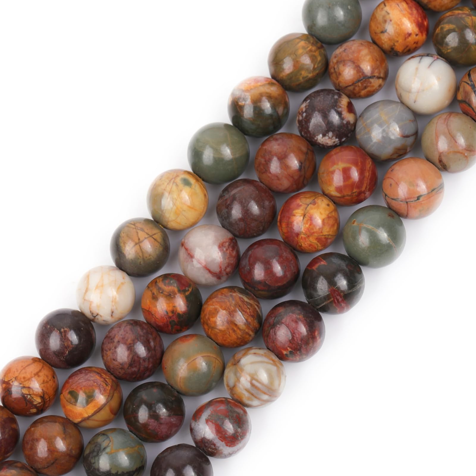 SHGbeads 8mm Round Picasso Jasper Gemstone Loose Beads for Jewellery Making 15''
