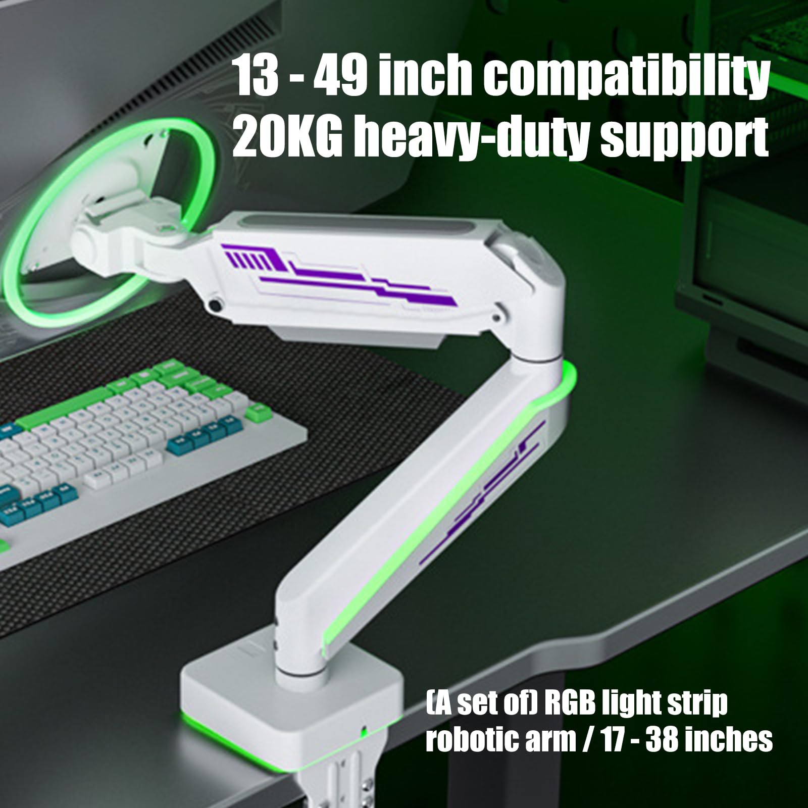 Brazo de monitor con resorte propulsado por aire para 33-124.5 cm