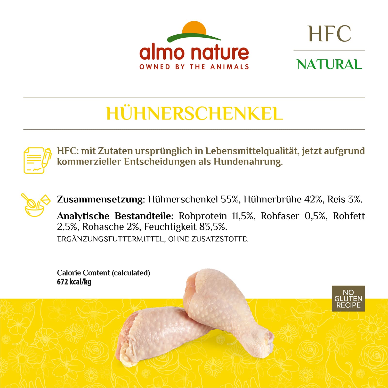 Almo Nature HFC Natural, Alimento Umido per Cani - Coscia di Pollo - Confezione da 3.36 kg (12 x 280 g)