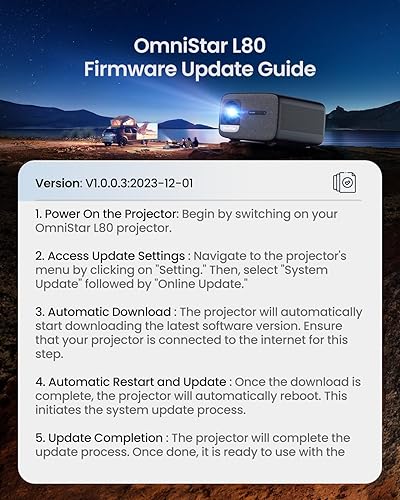 Miniatura 2 de OmniStar L80 - Proyector 4K con WiFi y Bluetooth, proyector de video nativo 1080P de 1500 lúmenes ANSI, enfoque automáticoKeystone, 2 altavoces de