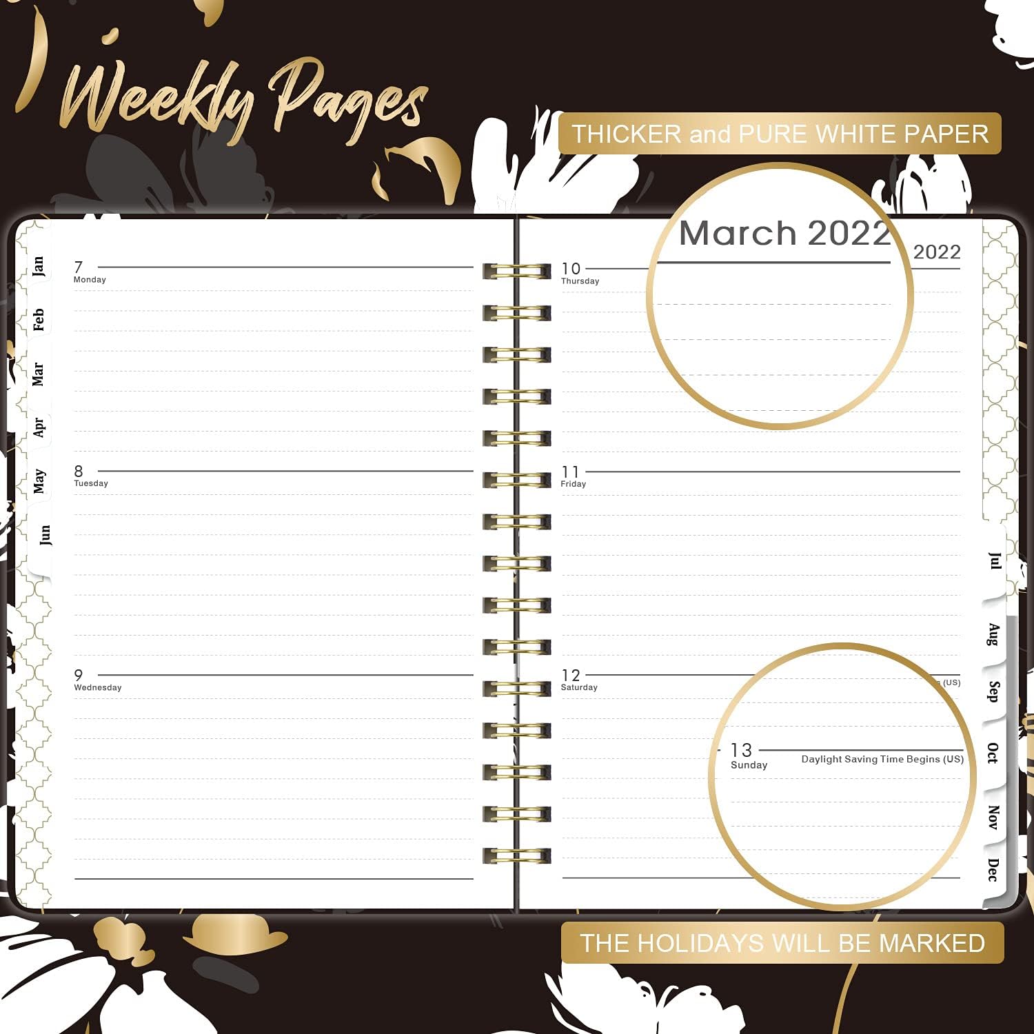2022 Planner - Weekly & Monthly Planner from Jan 2022 to Dec 2022, 6.4"x 8.5", Planner 2022 with Flexible Cover, Planner with Elastic Closure, Coated Tabs, Inner Pocket