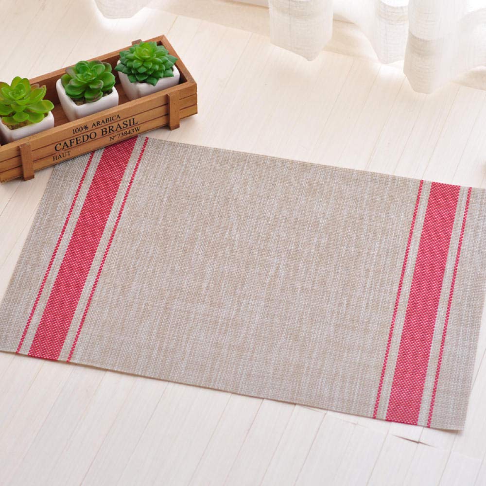 placemats, Outdoor Placemat Children'S Dining Table Mat Insulation Pvc Mat-Grove Gray(Imitation Hemp (Red))