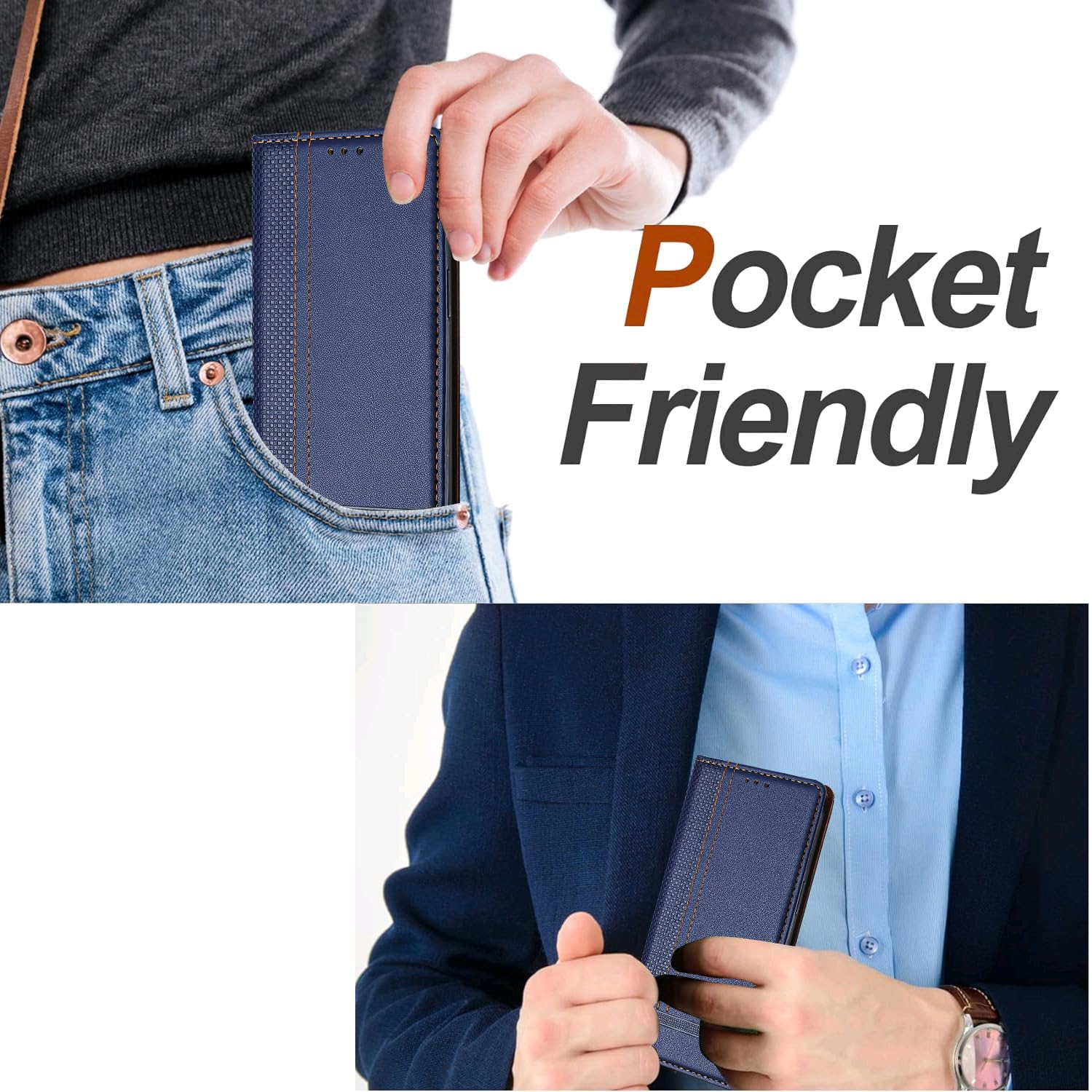 Cover Flip In Pelle Per Motorola Edge 30 - Portafoglio Con 3 Slot Carte, Supporto Stand E Chiusura Magnetica - Blu - Foto 2