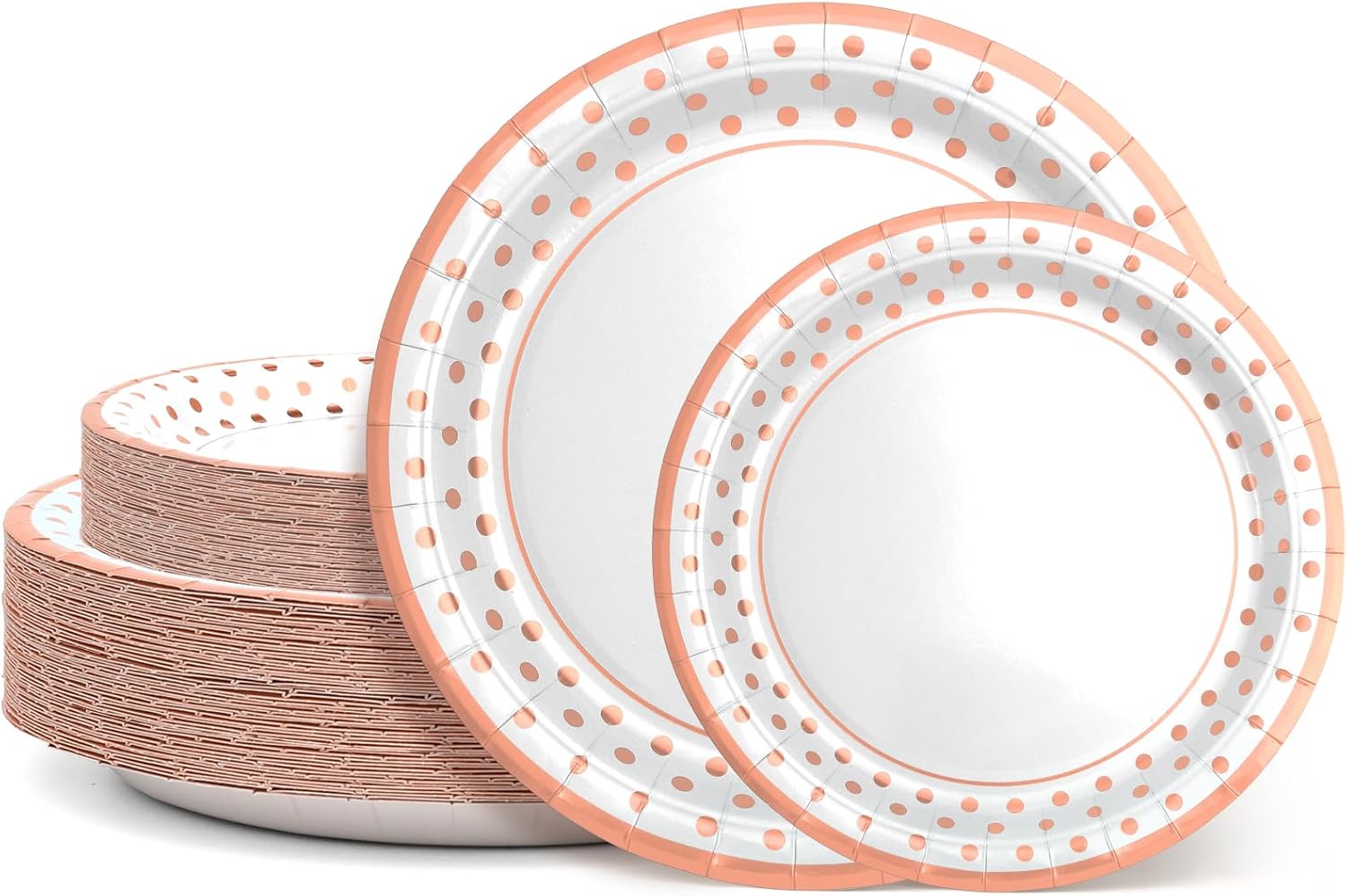 CENLBJ White and Rose Gold Paper Plates 100PCS50 x 9