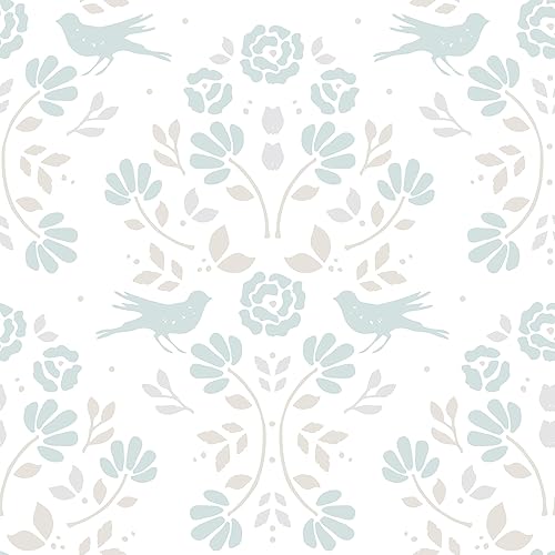 Miniatura 5 de RoomMates RMK12147RL Rose Lindo - Papel tapiz para despegar y pegar con diseño de bosque blanco y azul cielo