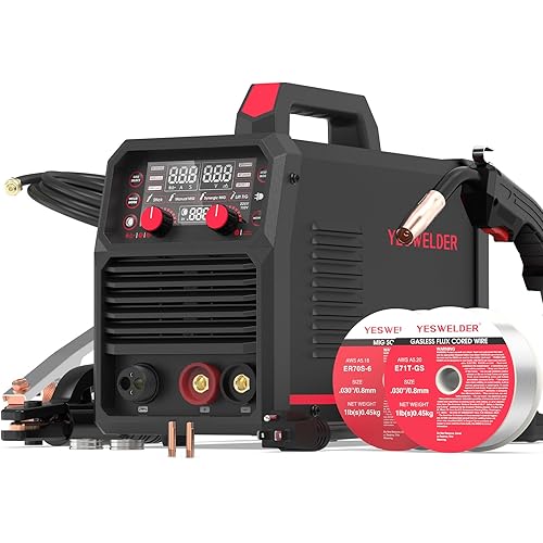 YESWELDER MIG-140DS PRO MIG Welder, 140Amp 110/220V Dual Voltage, 4 in 1 Gas MIG/Flux Core MIG/Lift TIG/Stick Multiprocess MIG Welding Machine