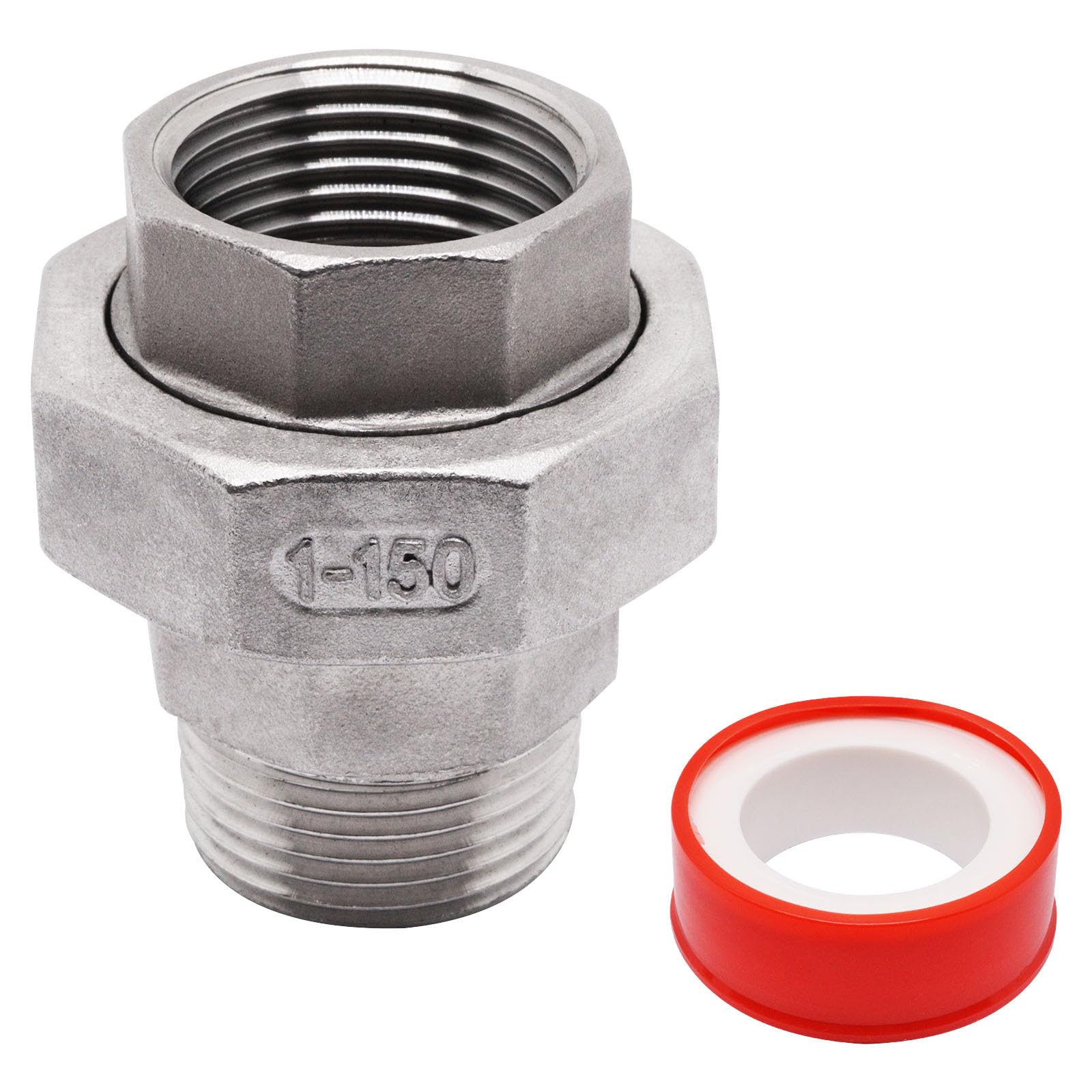SWZHAI 1Pcs Cast Pipe Fittings Union, 1" NPT Female x 1" NPT Male Thread 304 Stainless Steel Hex Head for Home Industrial, Class 150
