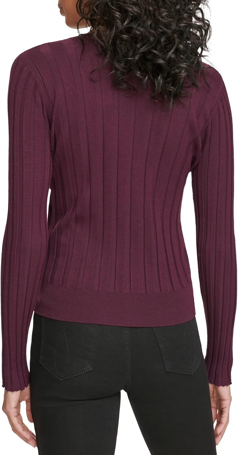 Calvin Klein Womens Long Sleeve Faux Wrap Sweater - Image 3