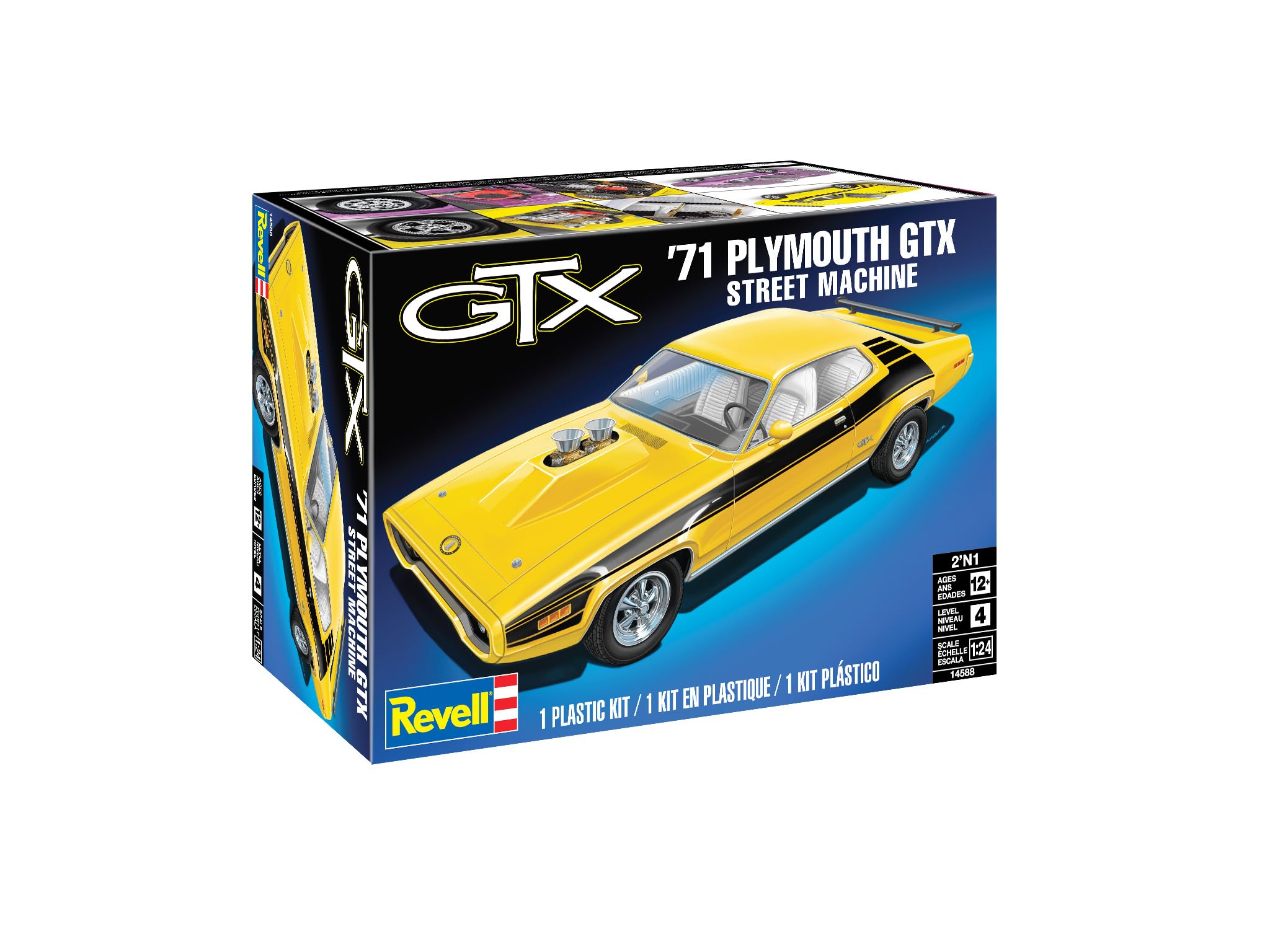 Revell Monogram 14588 - '71 Plymouth Satellite GTX Street Machine, scala 1:24, kit modellino in plastica non costruita/non verniciata