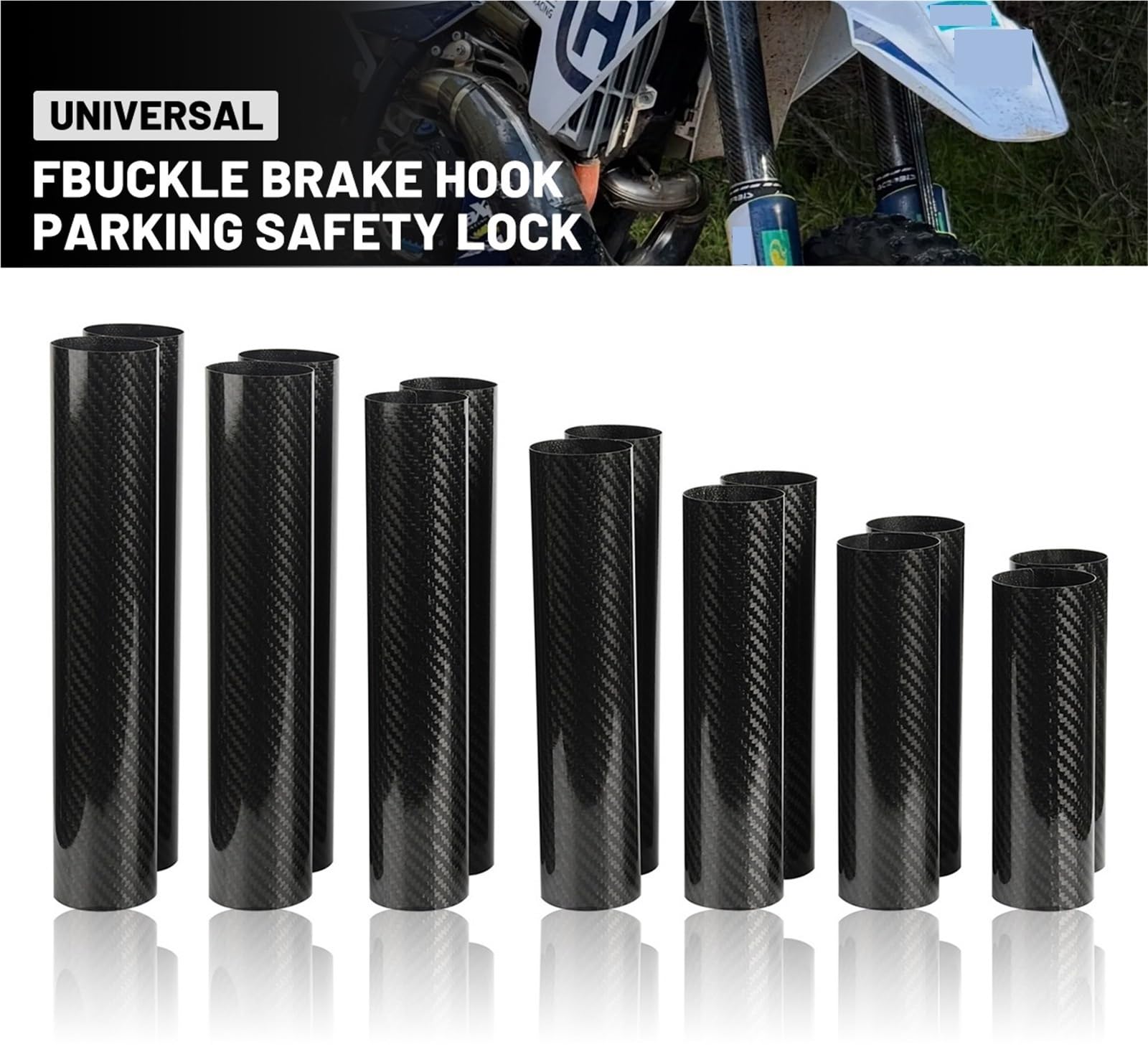 Adatto per K&TM EXC SX XCF XCW 125 250 350 Moto 160-260 MILLIMETRI In Fibra di Carbonio Regolabile Forcella Anteriore Shock Guard Protector protezione forcella(172mm 1 pair)